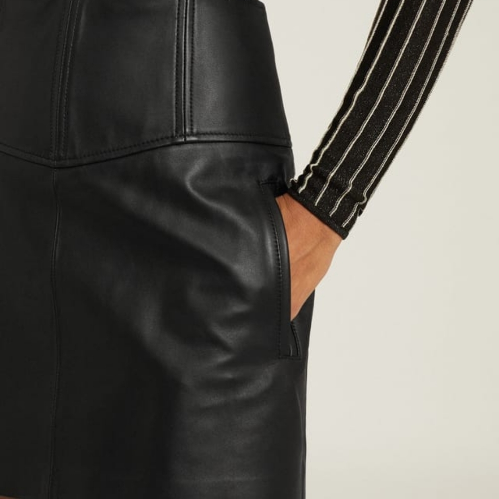 NWT REISS | Farleigh Leather Mini Skirt - Picture 3 of 5
